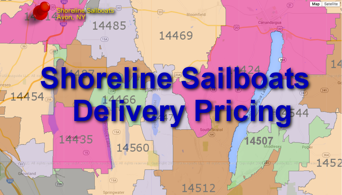 Map for delivery price • Shoreline Sailboats